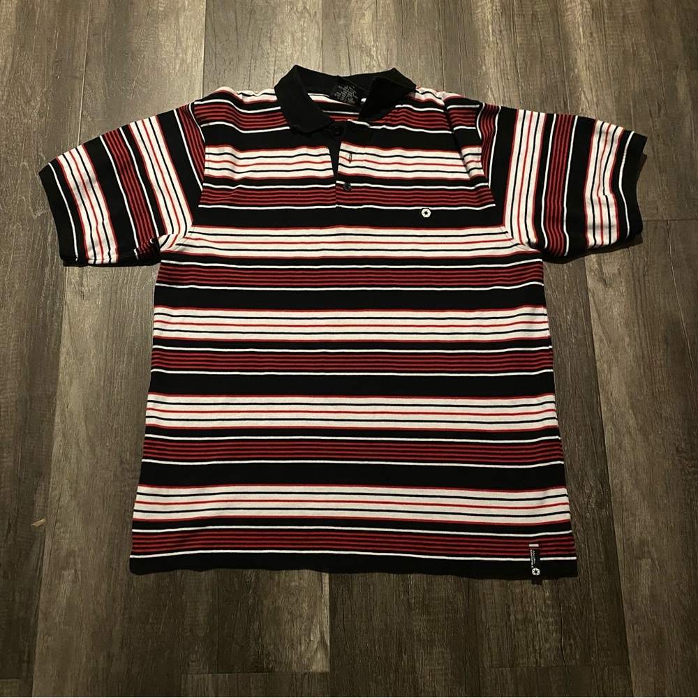 Southpole Mens Red and Black Striped Polo TAGGED XL